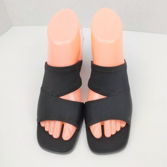 Chinese Laundry Black Open Toe Mules Heels - Picture 5 of 8